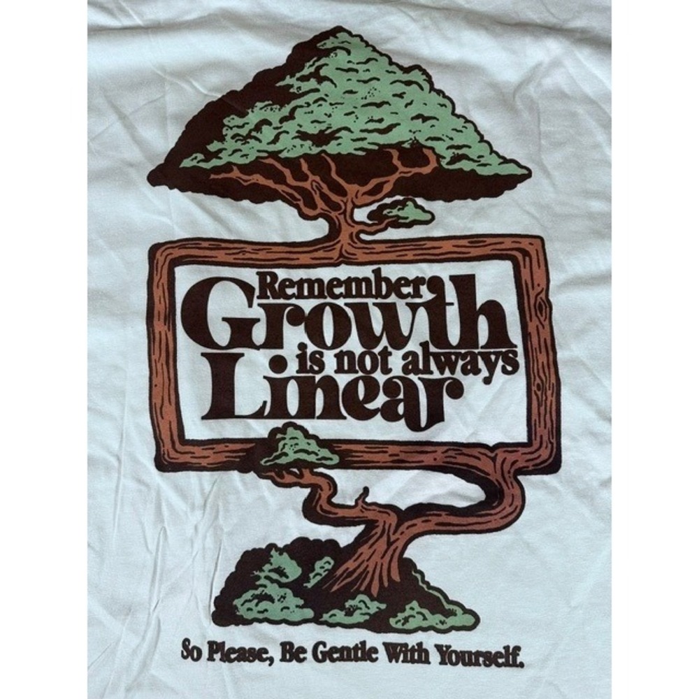 Dravus Mens XL White Growth Is Not Always Linear Bonsai Tree Graphic T-Shirt